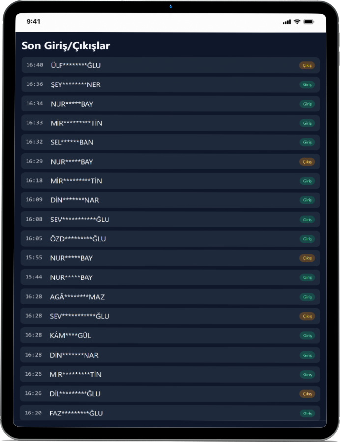 Eduron tablet takip ekranı
